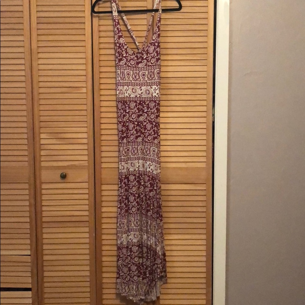 Ornate printed garnet maxi